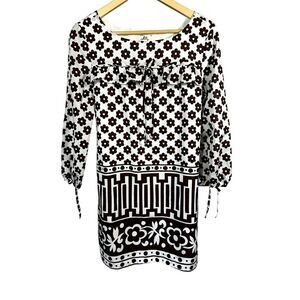 MILLY Women's Ruffle Detail Y2K Floral & Abstract Print Mini Shift Dress Brown 4